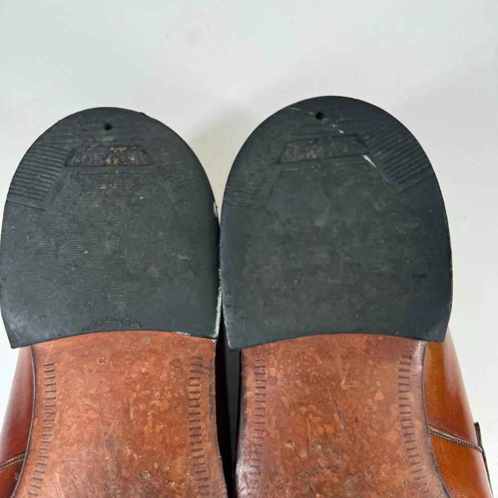 Vintage Barker of Earls Barton Men's 8/UK 7E Brown Leather Slip-On Loafer Shoes